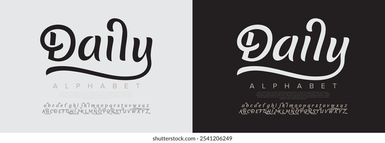 Daily typography beauty fashion elegant minimalist serif italic fonts decorative wedding vintage retro logos. Minimal luxury font alphabet logo. Vector illustration