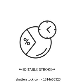 Daily value line icon. Daily nutrition supplements percentage. Eat period. Portion control. Healthy, balanced nutrition.Diet. Nutrition facts concept.Isolated vector illustrations. Editable stroke