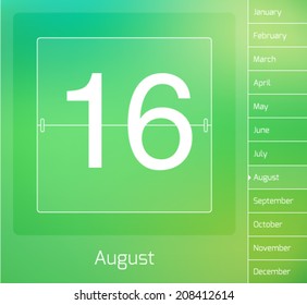 Daily vector calendar - August 16