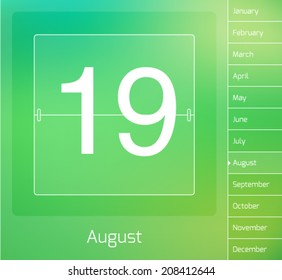 Daily vector calendar - August 19