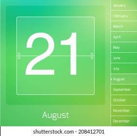 Daily vector calendar - August 21