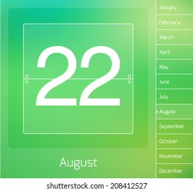 Daily vector calendar - August 22