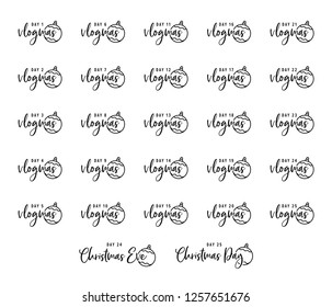 Daily Vlog, Vlog Title, Vlogging, Vlogmas, Influencer Text, InfluencerGraphic, Daily Video Blog Vector Isolated Text Illustration Background