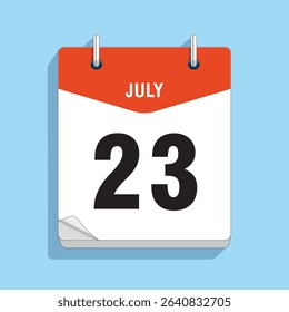 Daily Wall Calendar 23th July, vector stock isolated, eps