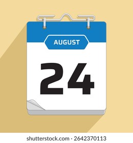 Daily Wall Calendar 24th August, vector stock isolated, eps