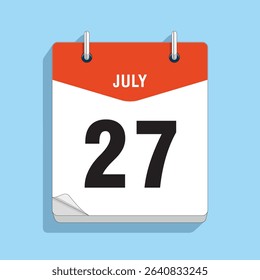 Daily Wall Calendar 27th July, vector stock isolated, eps