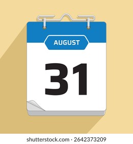 Daily Wall Calendar 31th August, vector stock isolated, eps