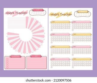 Daily weekly and monthly habit tracker vector design template