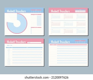 Plantilla de diseño de vectores de seguimiento de hábitos semanal y mensual