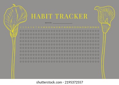 Daily weekly and monthly habit tracker vector design template.