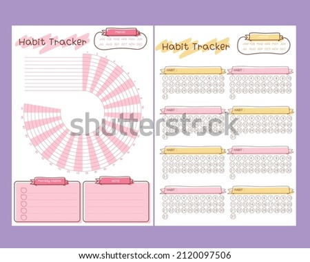 Daily weekly and monthly habit tracker vector design template