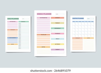 Daily, weekly and monthly kdp planner interior