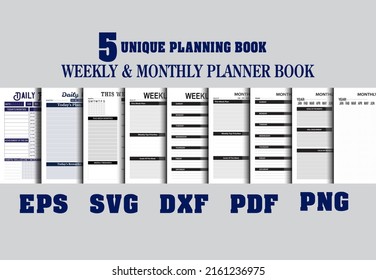 Daily, Weekly And Monthly Planner Notebook Bundle