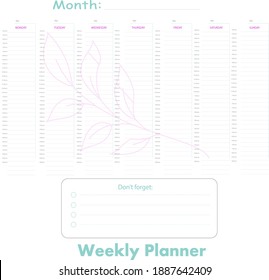 Daily, weekly, monthly planner template. Printable to do list. Business organizer page. Vector illustration.