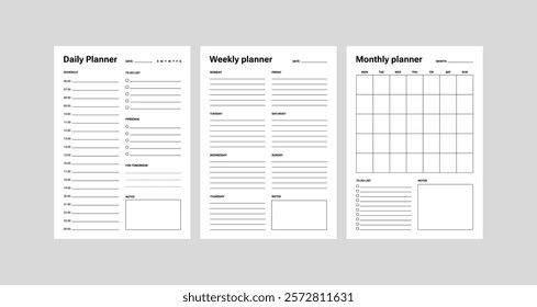 Daily, Weekly, Monthly planners templates