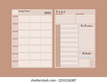 Planificador personal diario y semanal, Boho Chic, con tema marrón
