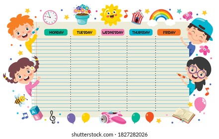 Daily And Weekly Planner For Children