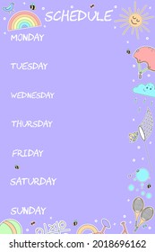 Daily and weekly planner for children. 