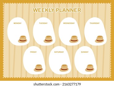 Daily and weekly planner with Fedora Hat