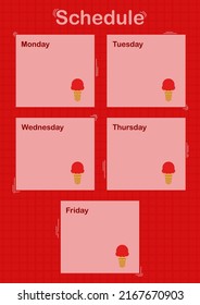 Daily and weekly planner with Ice Cream