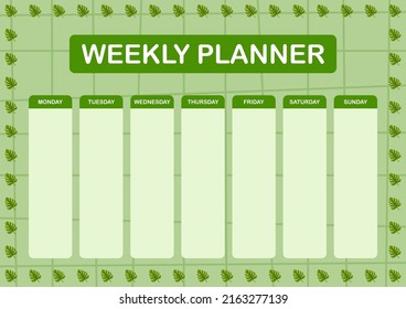 Daily and weekly planner with Monstera