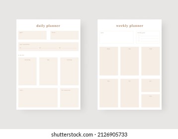 Daily and weekly planner template. Set of planner and to do list. Modern planner template set. Vector illustration.