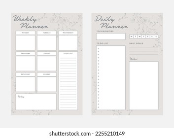 Daily and weekly planner template set of planner and to do list