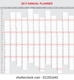 Daily weekly vector 2017 planner calendar template colorful organizer