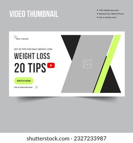 Daily weight loss video cover banner design, customizable youtube thumbnail banner template, vector eps 10 file format