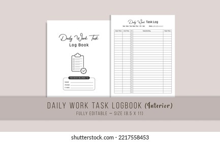 Daily Work Task Log Book KDP Interior Template Design