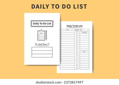 Daily worklist and task progress log book vector. To do list diary interior design. Daily task list notebook and work organizer. Task planner and diary interior. Daily work planner and task tracker.