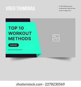 Daily workout plan video thumbnail banner template, fitness body tips cover banner, vector eps 10 file format