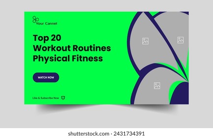 Daily workout tips and methods Exercise regimen techniques Fully editable vector eps 10 file format for video cover and thumbnail banner designs