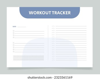 Daily workout tracker worksheet design template. Printable goal setting sheet. Editable time management sample. Scheduling page for organizing personal tasks. Arial Regular font used