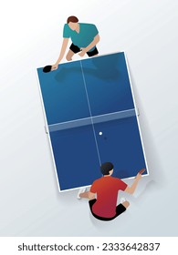 Daily_A004_Ping pong match shows two sportsman get contest with top view vector illustration graphic EPS 10