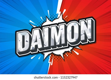 Daimon games rank. poster comic speech bubble. Vector Illustration