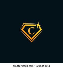 Daimond C letter logo design template elements. Modern abstract digital alphabet letter logo. Vector illustration. Daimond letter logo.