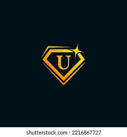 Daimond U letter logo design template elements. Modern abstract digital alphabet letter logo. Vector illustration. Daimond letter logo.