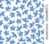 Dainty floral seamless surface pattern. Aesthetic bunch of blooming blue scandi wildflowers. Allover printed flowery texture. Exquisite tileable floral arrangement. Continuous greenery pattern.