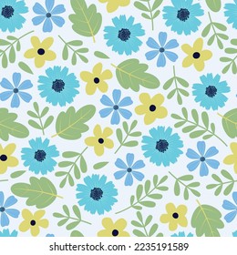 Dainty floral seamless surface pattern design. Aesthetic bunch of blooming scandi pressing wildflowers. Allover printed flowery texture with white background. Exquisite tileable floral arrangement.  svg