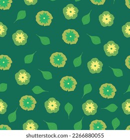 Dainty floral seamless surface pattern. Aesthetic bunch of blooming wildflowers and leaves. Allover printed flowery texture. Exquisite tileable floral arrangement. Continuous greenery pattern design.