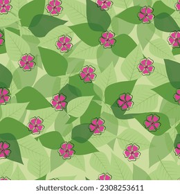 Dainty floral seamless surface pattern. Aesthetic bunch of blooming scandi wildflowers and leaves. Allover composite overlay flowery textured background. Exquisite tileable floral arrangement.