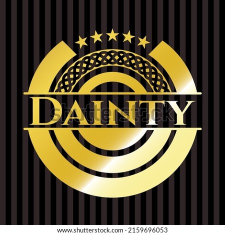 Dainty golden emblem or badge. Vector Illustration. Detailed. 