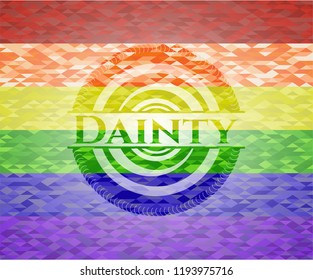 Dainty on mosaic background with the colors of the LGBT flag