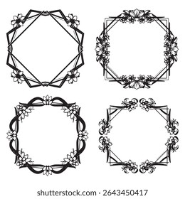 Dainty e Rústico Vintage decorativo Floral Border Vetor Set Packs
