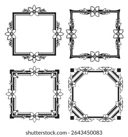 Dainty and Sweet Vintage Decorative Floral Frames Vector Set Packs
