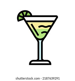 Daiquiri Cocktail Glass Drink Color Icon Vector. Daiquiri Cocktail Glass Drink Sign. Isolated Symbol Illustration