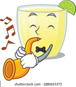 Daiquiri cocktail musician of cartoon design playing a trumpet