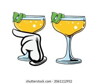 daiquiri in glass and handling daiquri vector illustration