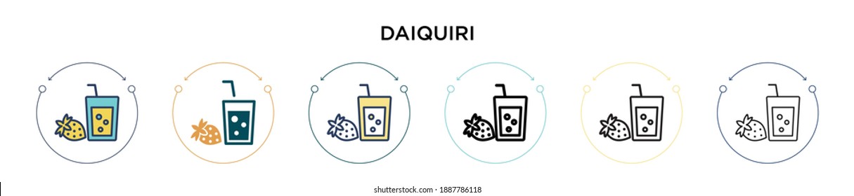 Daiquiri icon in filled, thin line, outline and stroke style. Vector illustration of two colored and black daiquiri vector icons designs can be used for mobile, ui, web